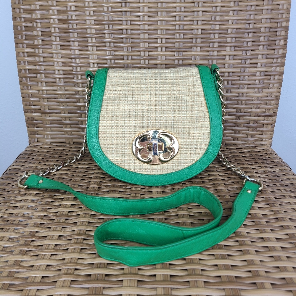 Emma Fox Bag Spring Green Port Flap Crossbody Leather Textured Material Handbag